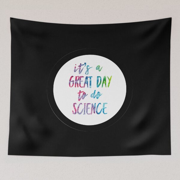 Item preview, It’s a great day to do science in white and tie dye font on black background designed and sold by UncleStuScience.