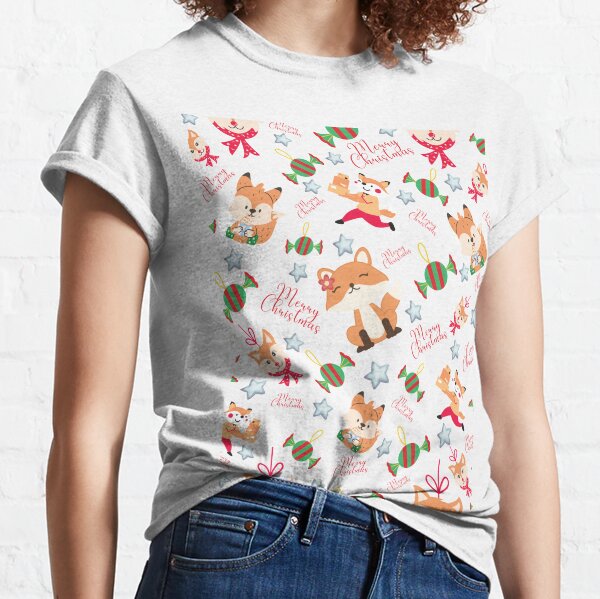 Christmas Fox seamless pattern Classic T-Shirt