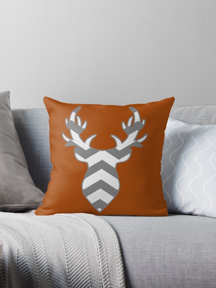 Blue Rustic Deer and Chevrons Throw Pillow