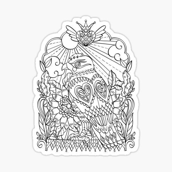 Hawk black line drawing Sticker
