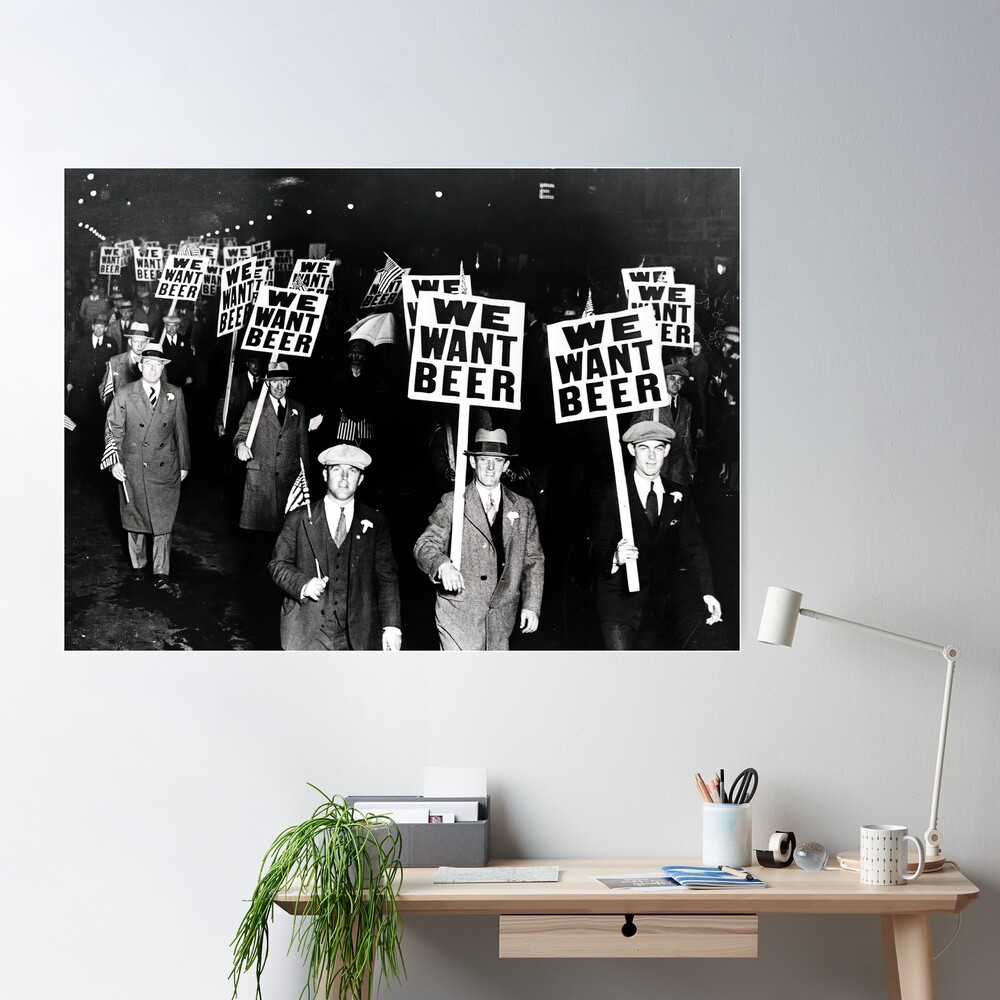 WE WANT BEER Protest Against Prohibition Retro Black and White Poster  Picture HD Canvas Print Famous Artwork Beautiful Home Decor Bedroom Holiday