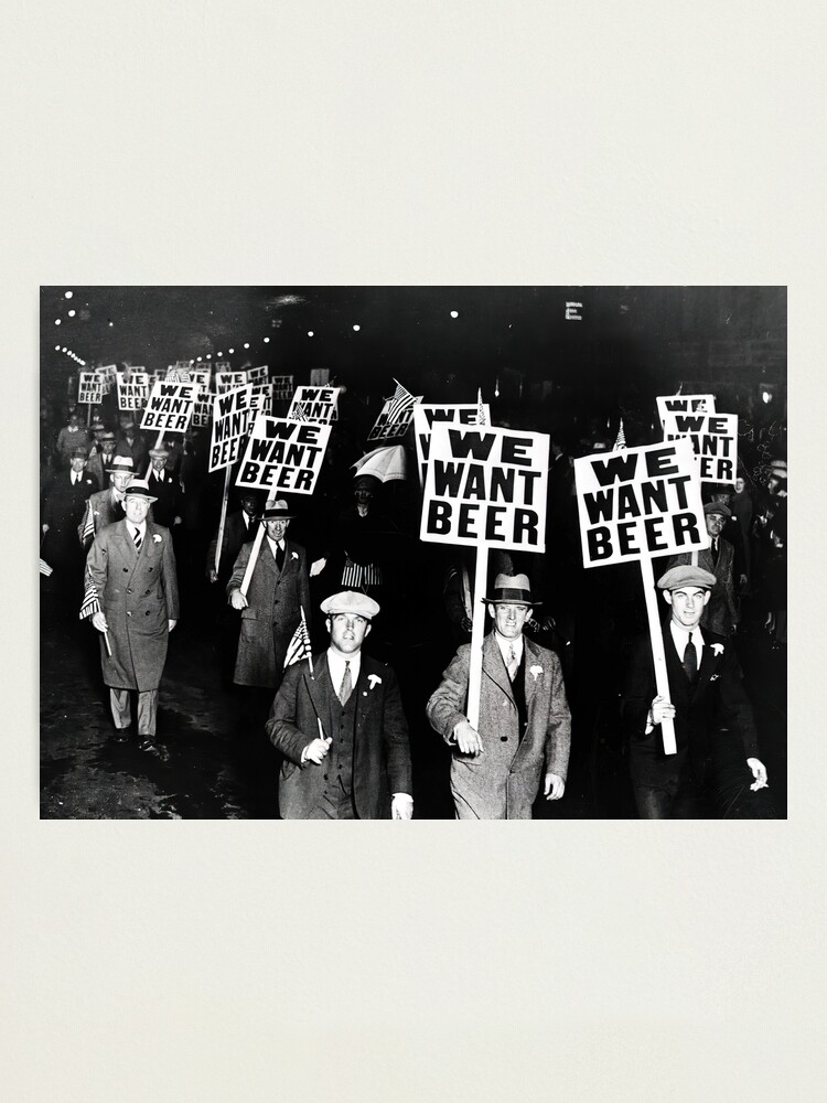 "Prohibition, We Want Beer, Bar Wall Decor, Black and White Vintage Art