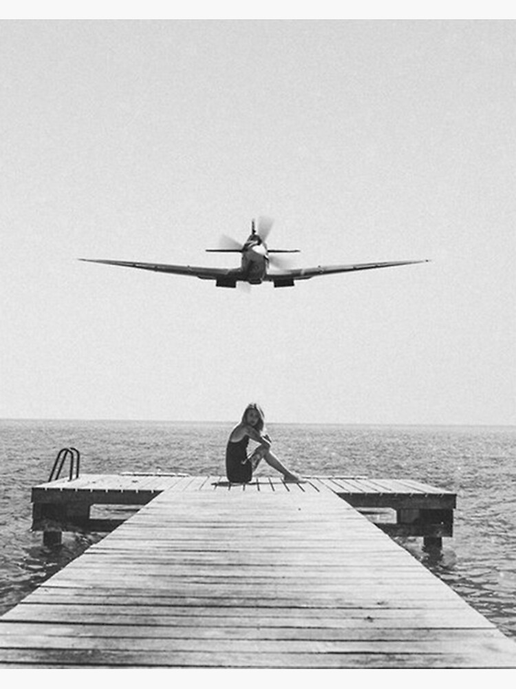 Disover Steady As She Goes; aircraft coming in for an island landing black and white photography- photographs Premium Matte Vertical Poster