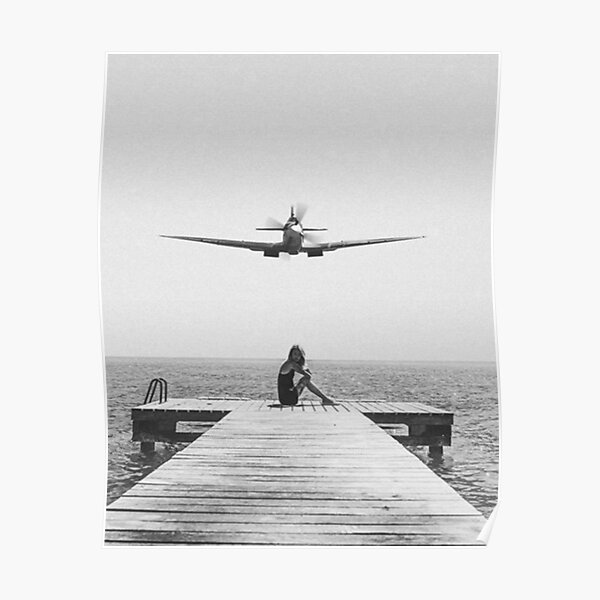 Steady As She Goes; aircraft coming in for an island landing black and white photography- photographs Poster