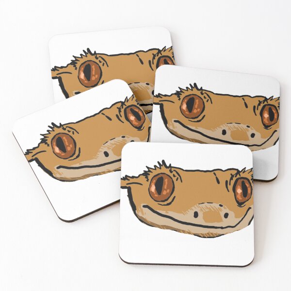 Item preview, Smiling crested gecko face designed and sold by LeahcarsArt.