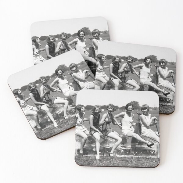 Item preview, Lady Golfers, Black and White Vintage Art designed and sold by modernretro.