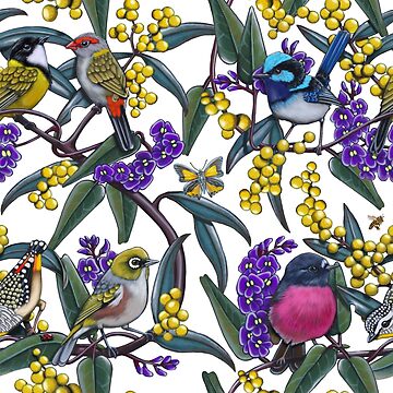 Artwork thumbnail, Small Bird Medley Repeated Pattern by Australian artist Laural Retz by Laural Retz