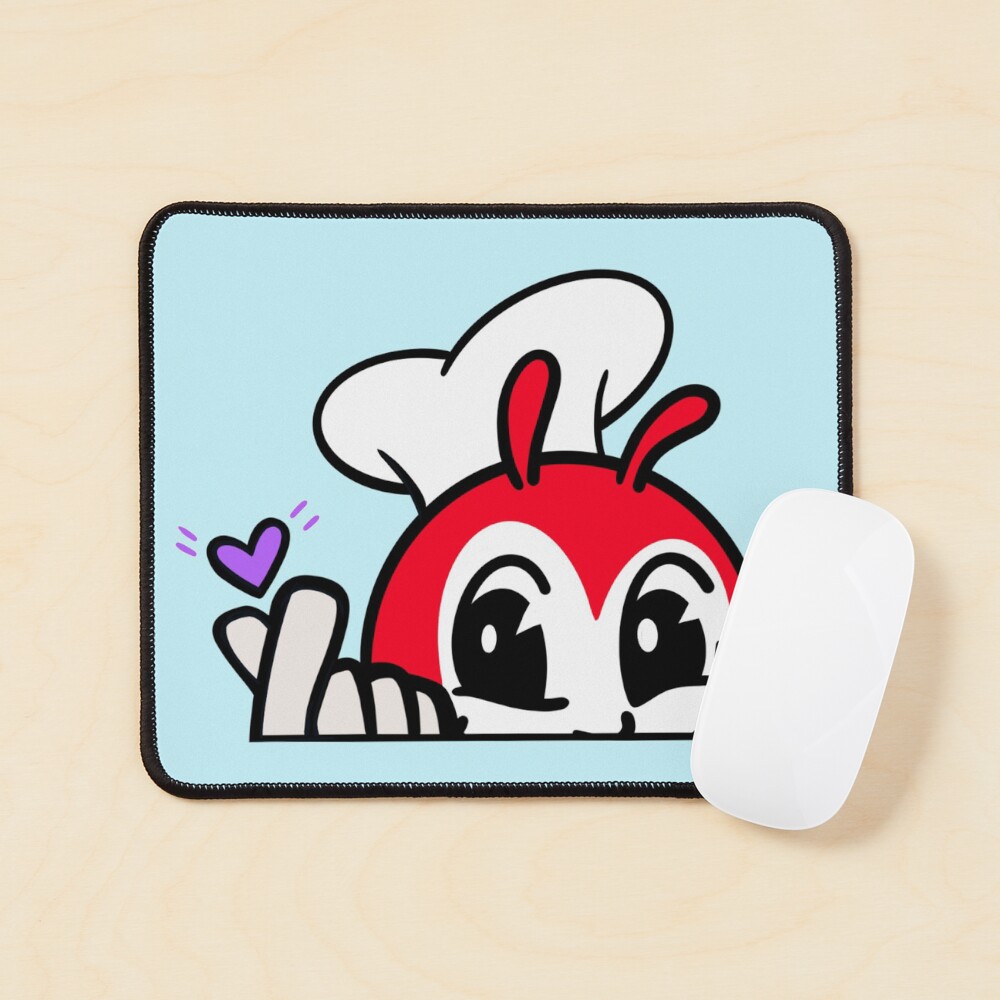 JOLLIBEE PEEKING FINGER HEART FILIPINO STICKER BLACK Sticker