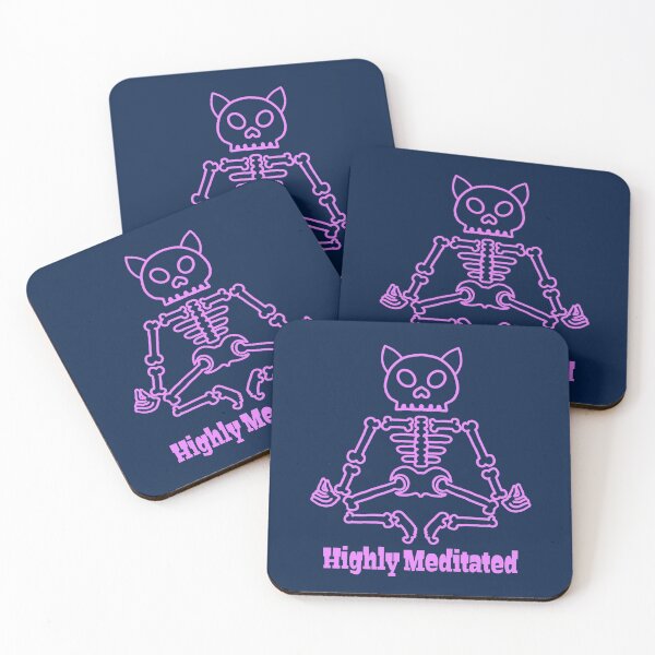 Item preview, highly Meditated Skeleton sticker & Shirt / Funny Meditation Gift / Cute Yoga Top / Mindfuln T shirt/ Cat Master designed and sold by juartshop.
