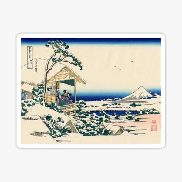 Item preview, Katsushika Hokusai's Tea house at Koishikawa, the Morning after Snowfall designed and sold by mosfunky.