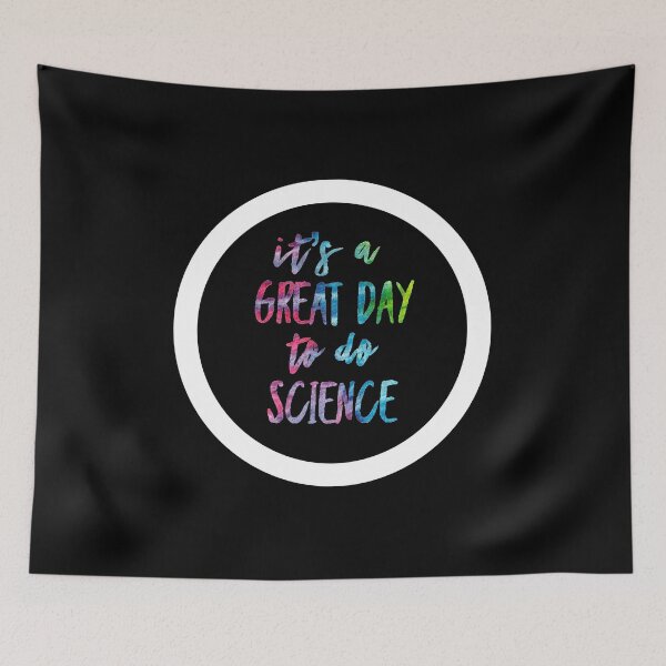 Item preview, It’s a great day to do science in white and tie dye font on black background designed and sold by UncleStuScience.