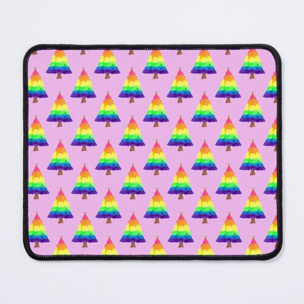 Item preview, Rainbow Christmas Tree Patter with Pink Background designed and sold by Daydreamer Alley.