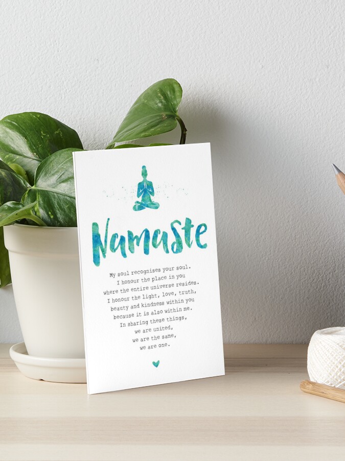 Namaste – and the meaning of, Yoga Quote, Green Watercolor