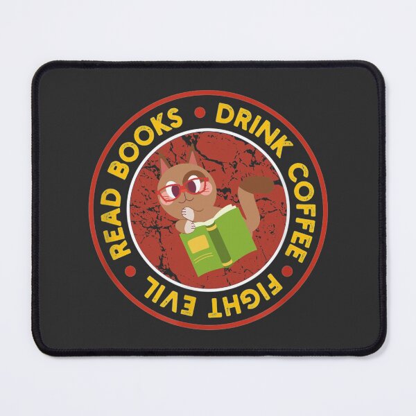 Item preview, Read books Drink coffee Fight evil, Funny Cat reader designed and sold by SweetbeStore.