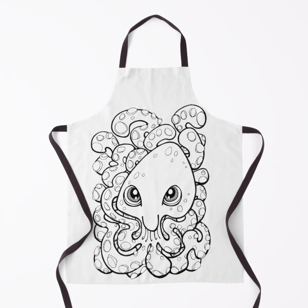 Item preview, Happy Octopus Squid Kraken Cthulhu Sea Creature - White and Black designed and sold by bignose1977.