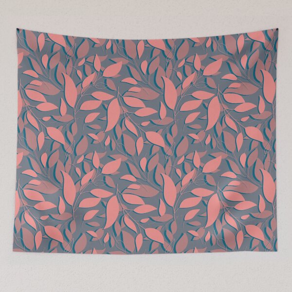Item preview, Falling pink leaves on the grey background  designed and sold by kMariaART.