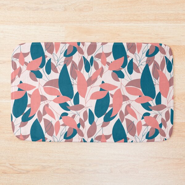Item preview, Falling pink and blue leaves on the light pink background  designed and sold by kMariaART.