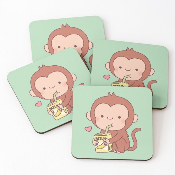 Item preview, Cute Little Monkey Loves Banana Milk designed and sold by rustydoodle.