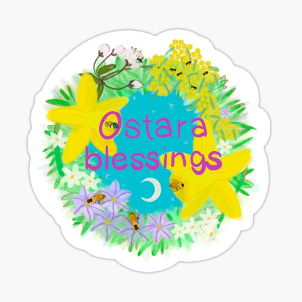 Ostara blessings, Spring flowers and bees Sticker