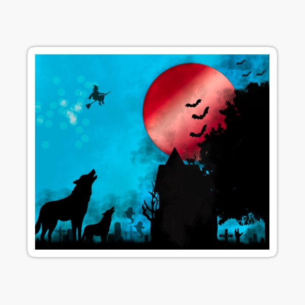 Blood Moon Halloween Sticker for iOS & Android