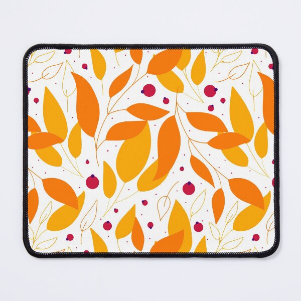 Item preview, Golden falling leaves and berries on the white background designed and sold by kMariaART.