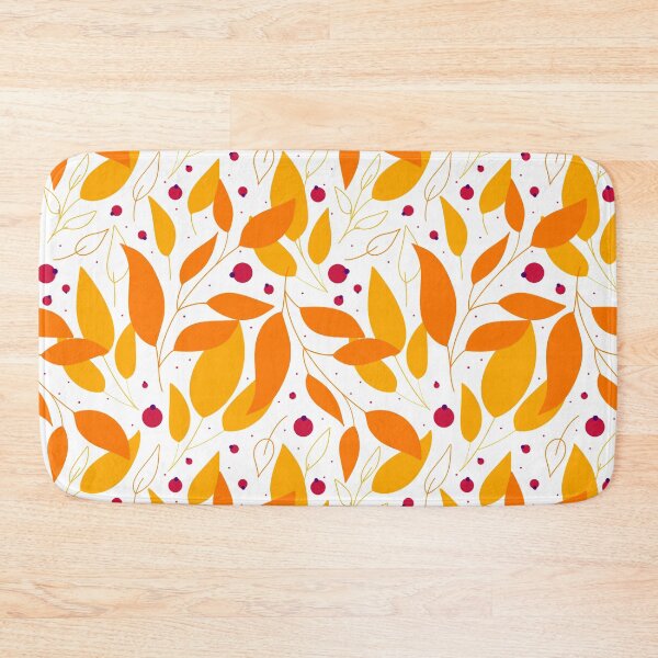 Item preview, Golden falling leaves and berries on the white background  designed and sold by kMariaART.