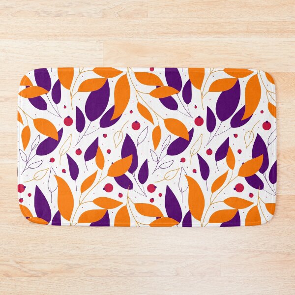 Item preview, Golden and purple falling leaves and red berries on the white background  designed and sold by kMariaART.