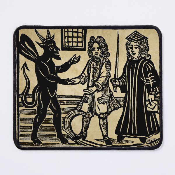 Item preview, The devil talking to a gentleman and a judge medieval woodcut print designed and sold by monsterplanet.