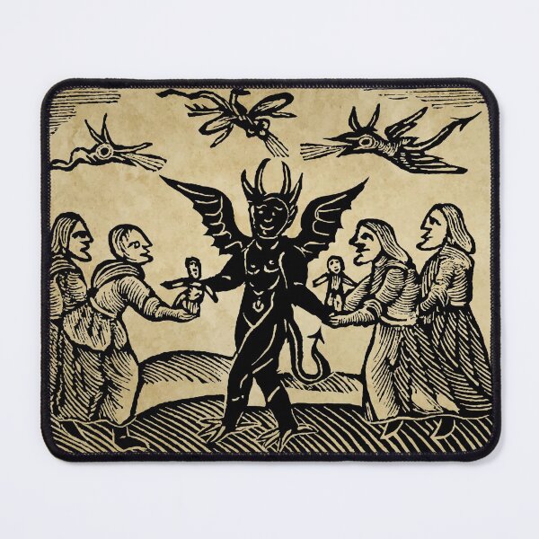 Item preview, Witches and the devil woodcut print designed and sold by monsterplanet.