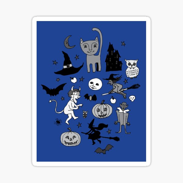 Item preview, Retro Halloween - blue and grey - Halloween pattern by Cecca Designs designed and sold by Cecca-Designs.