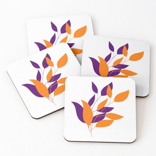 Item preview, Golden and purple falling leaves and red berries on the light purple background  designed and sold by kMariaART.