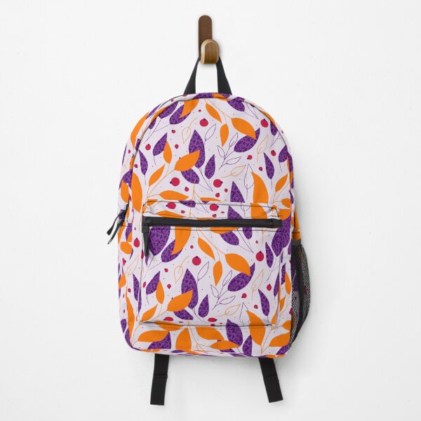 Item preview, Golden and purple falling leaves and red berries on the light purple background  designed and sold by kMariaART.