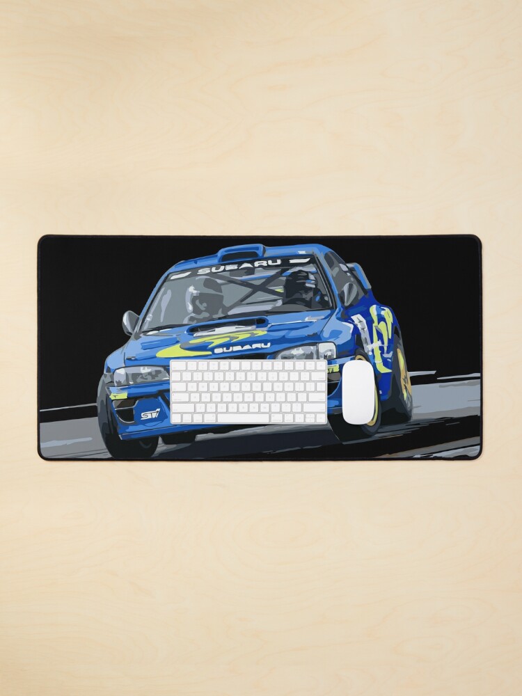 Thumbnail 1 of 5, Mouse Pad, JDM Colin Mcrae World Rally Blue Champion WRC GC8 22b Car 555 Power Slide designed and sold by cowtownCOWBOY.