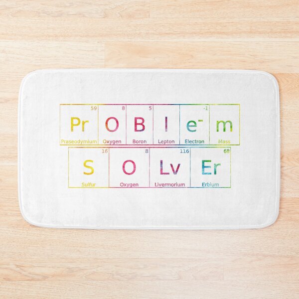 Item preview, Problem Solver written in Chemistry Periodic Table Elements in tie dye font on white background  designed and sold by UncleStuScience.