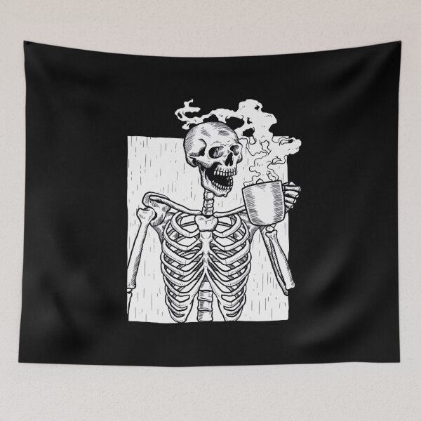 Item preview, halloween coffee drinking skeleton skull designed and sold by TERRYCOXSHOP.