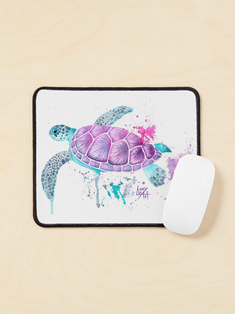 Thumbnail 1 of 5, Mouse Pad, Pink Watercolour Turtle designed and sold by lucyluart.