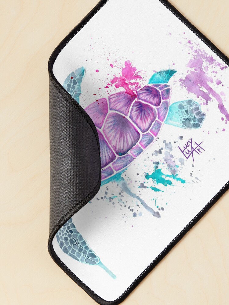 Thumbnail 2 of 5, Mouse Pad, Pink Watercolour Turtle designed and sold by lucyluart.