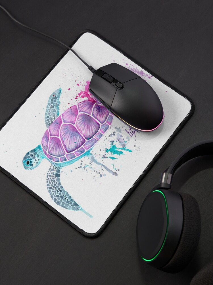 Thumbnail 4 of 5, Mouse Pad, Pink Watercolour Turtle designed and sold by lucyluart.
