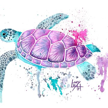 Artwork thumbnail, Pink Watercolour Turtle by lucyluart