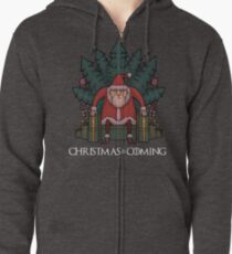 Sudadera con capucha y cremallera Santa Of Thrones - Christmas Is Coming