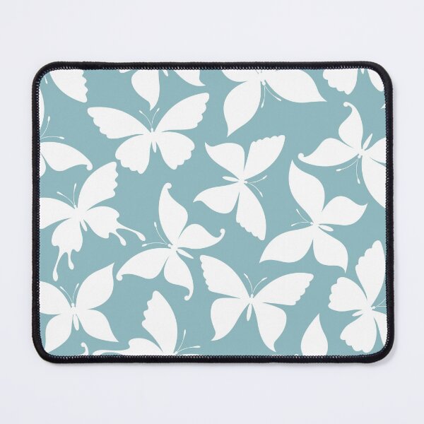Item preview, Pretty White and Light Teal Blue Butterfly Print designed and sold by cgroenewald.