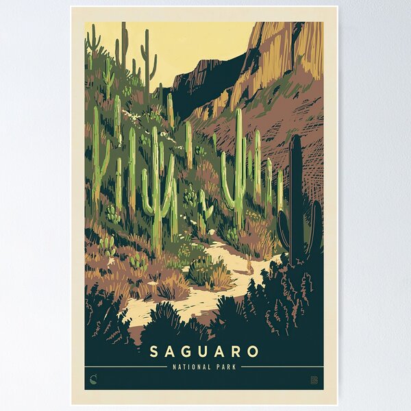 Item preview, Saguaro National Park Desert Delight Poster, arizona poster, national park poster, Gift For Travel, Home Wall Art, State Map Poster designed and sold by DojiHome.
