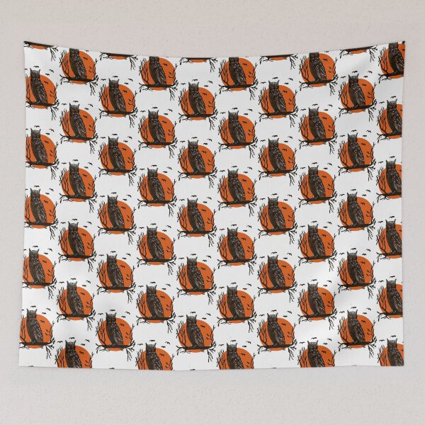 Item preview, Halloween Owl, Flying Bats and Orange Moon Digital Drawing designed and sold by PrintHatcher.