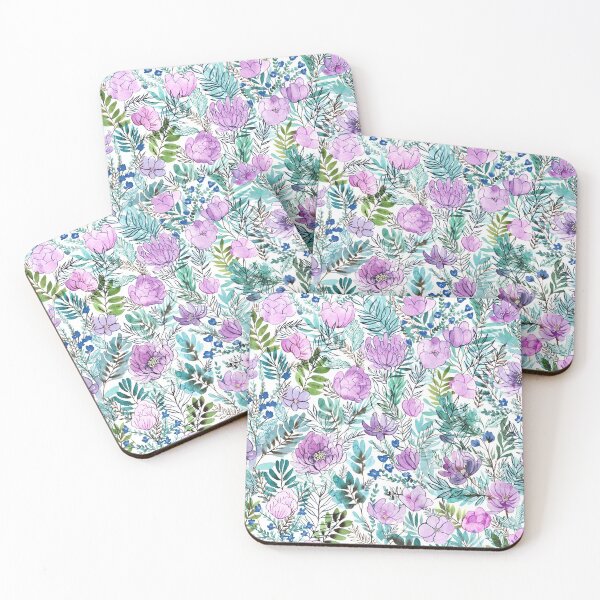 Item preview, Mauve colored flowers, hand painted with watercolor designed and sold by Rebecca Reck Art.