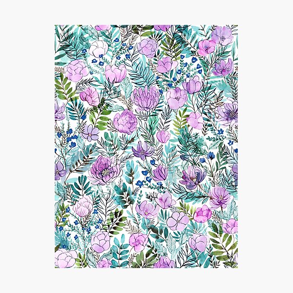 Item preview, Mauve colored flowers, hand painted with watercolor designed and sold by Rebecca Reck Art.