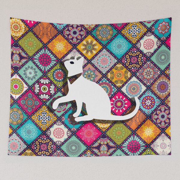 Item preview, Kawaii Adorable Cat with Abstract Pattern, Popoki 802 designed and sold by VinBasis.