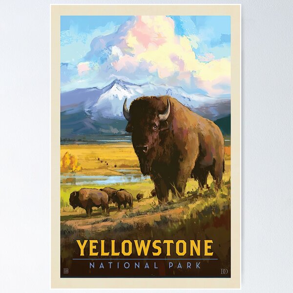 Item preview, Yellowstone National Park American Bison Poster, US National Park Print, Minimalist Poster, Gift For Travel, Office Wall Decor, No Frame designed and sold by DojiHome.