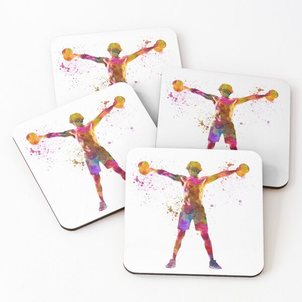 Item preview, Young man practices fitness in watercolor designed and sold by paulrommer.