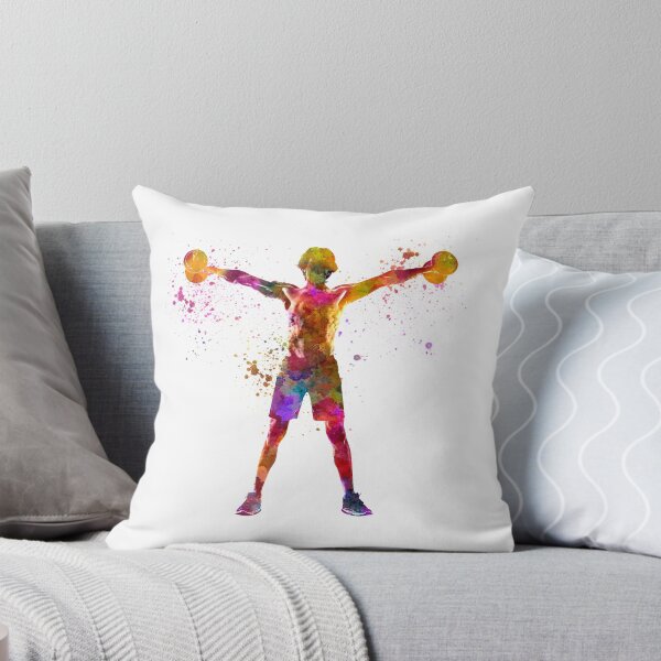 Item preview, Young man practices fitness in watercolor designed and sold by paulrommer.
