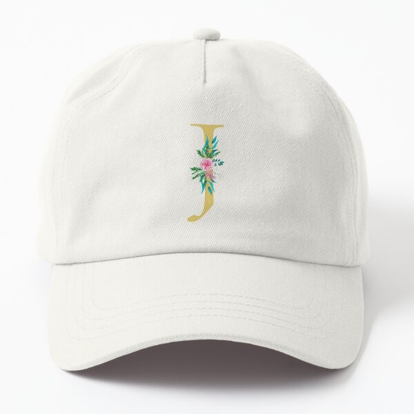watercolor golden letter J Dad Hat